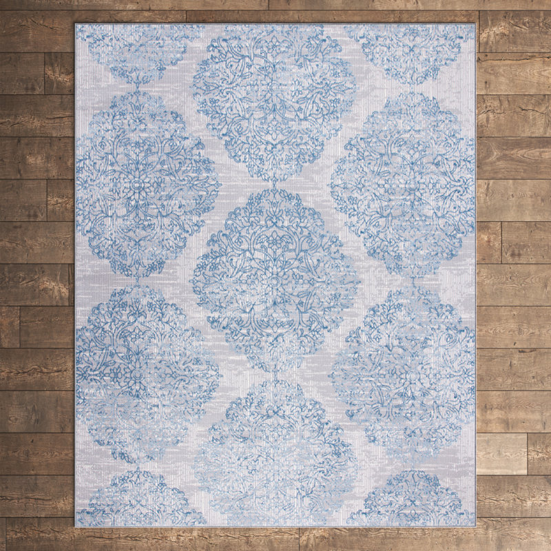Tapis gris / bleu Jessa Ikat, Rectangle 9 pi x 12 pi