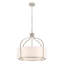 Lustre de style campagnard 5 lumières avec abat-jour en tissu blanc pour cuisine, salon, chambre à coucher, vestibule-132062667
