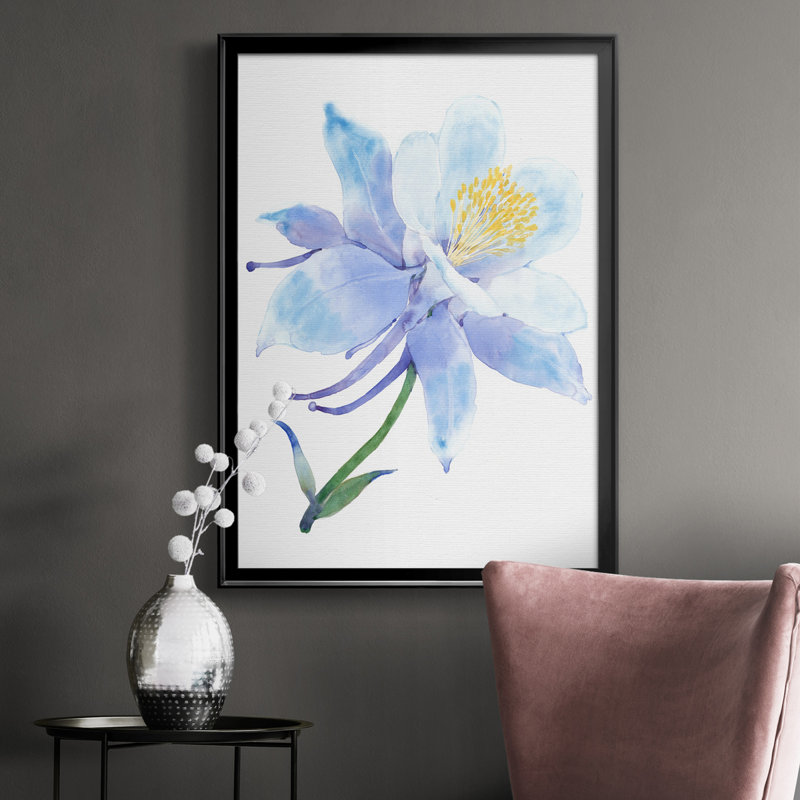 Toile encadrée de qualité supérieure «Columbine Bloom I» prête à être accrochée, Noir, H 42,5 po x l 30,5 po x P 1 po