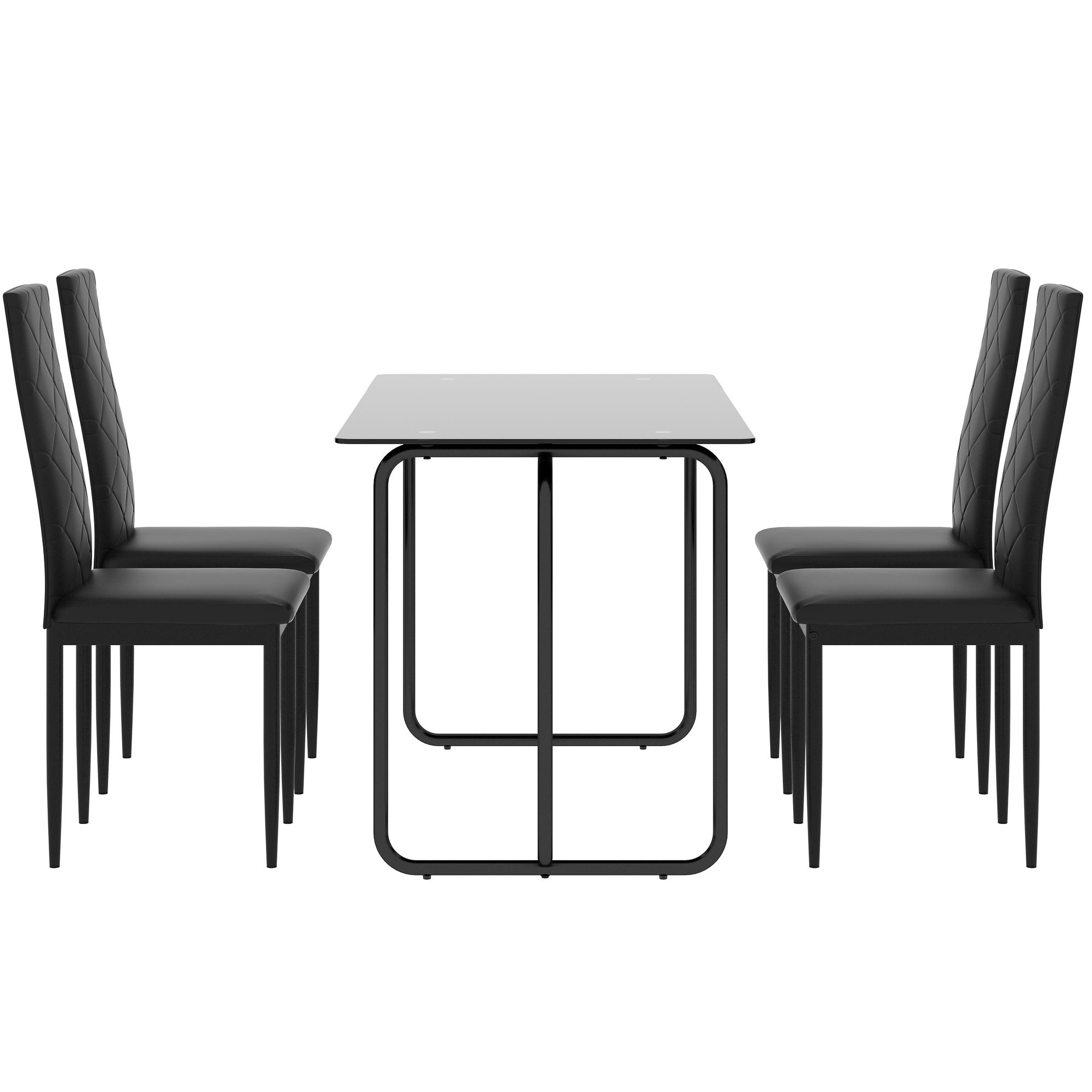 Wrought Studio™ Modern Black Dining Table With Tempered Glass And Metal ...