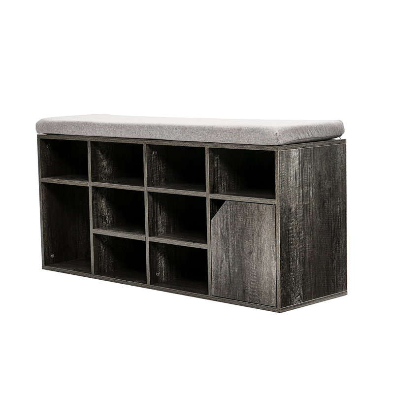 Lewan Linen Upholstered Storage Bench, Grey