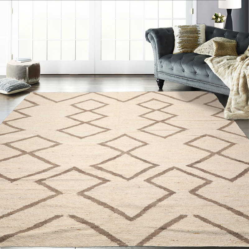 Tapis rectangulaire en laine de conception unique 9 pi 2 po x 12 pi 2 po Annelisse