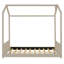 Lit en bois pour lit double en velours, beige