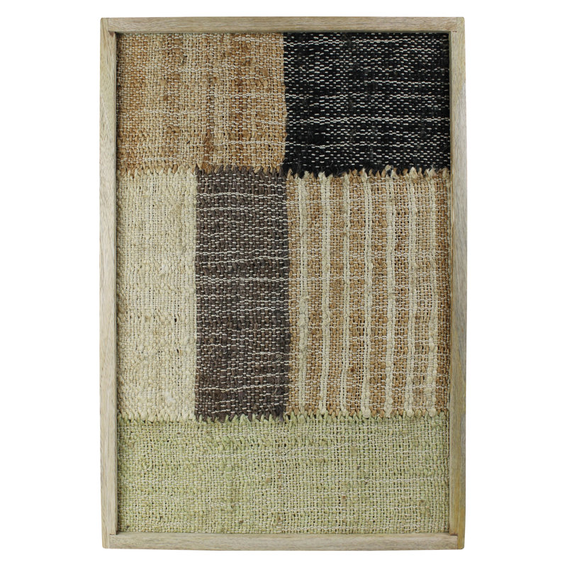 Handmade Multicolor Cotton and Hemp Wall Art with Mango Wood Frame