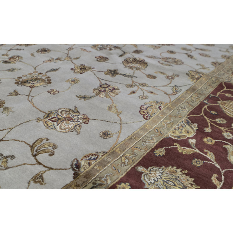 Tapis ivoire et rouille noué à la main de haute qualité