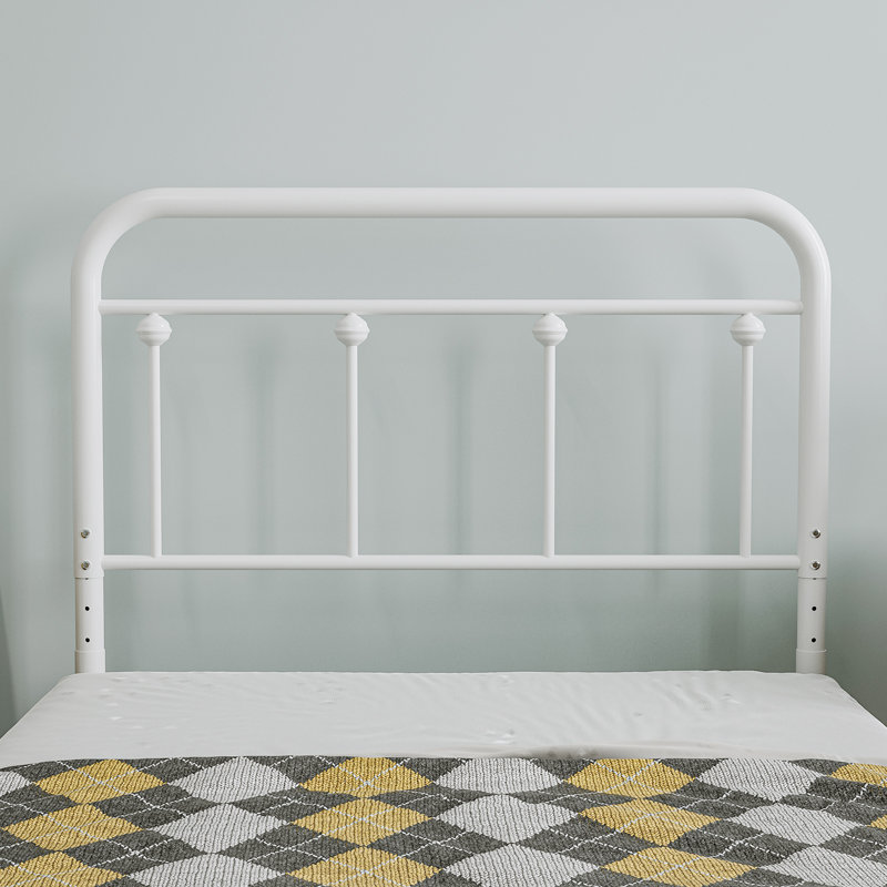 August Grove® Metal Twin Size Headboard, Adjustable Height, Farmhouse Victorian Style, Steel Headboard Only For Bedroom, Easy Assembly, White