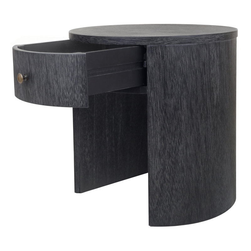 Arista Watkins Round Side/End Table, Brushstroke Black