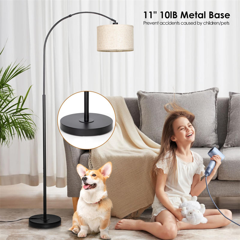 183cm Arched Floor Lamp, Black