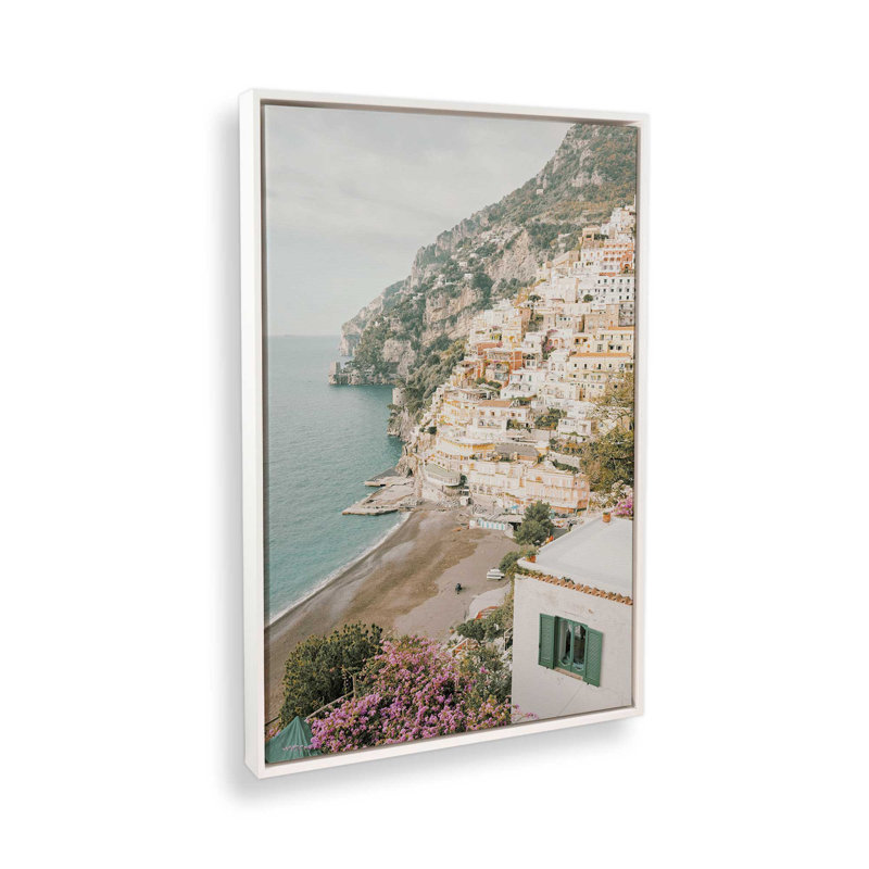 Impression sur toile Seaside Heights, H 36,75 po x l 24,75 po x P 1,75 po, Cadre flottant blanc opaque