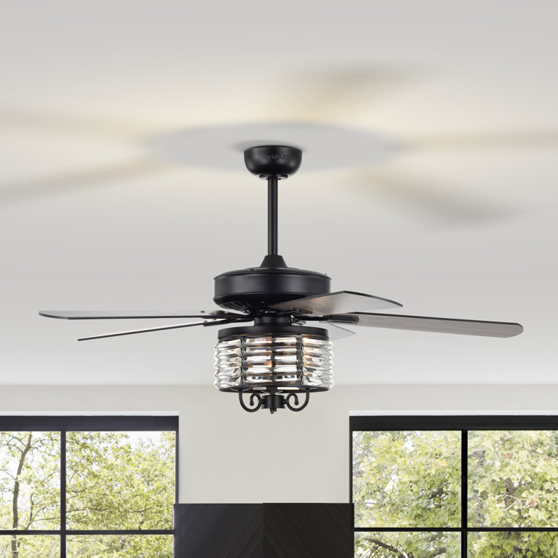 Leday 52'' Ceiling Fan with Light Kit, Matte Black