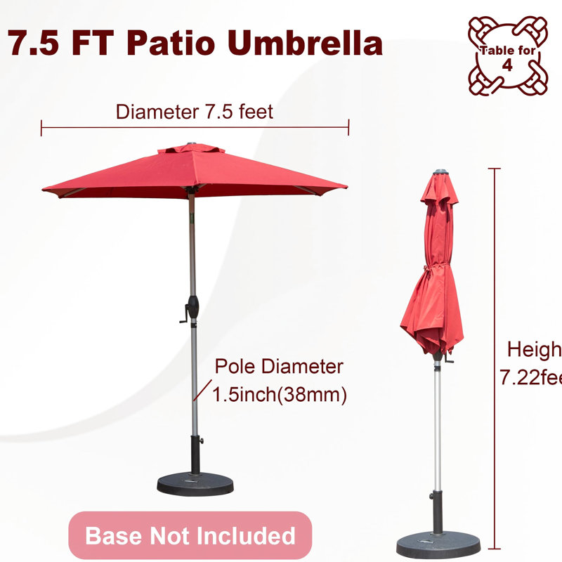 5 ft diameter outdoor patio umbrella Giantex Square Umbrella, Table w/ 4 Sturdy Ribs, Solid Steel Pole, Quick-Release Push Button, Weatherproof Canopy, Ideal for Poolside, Market, Backyard : Patio, Lawn & Garden Solid 6 Rainbow Crank & Tilt Round
