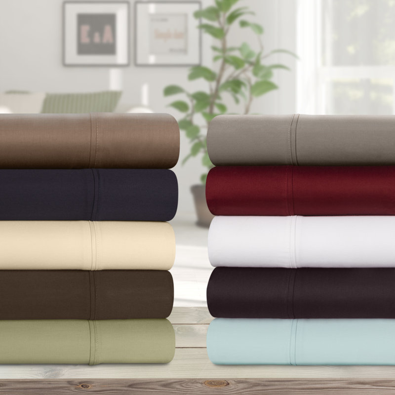 Ensemble de draps unis à poche profonde en coton égyptien à contexture de 400 fils, Sauge