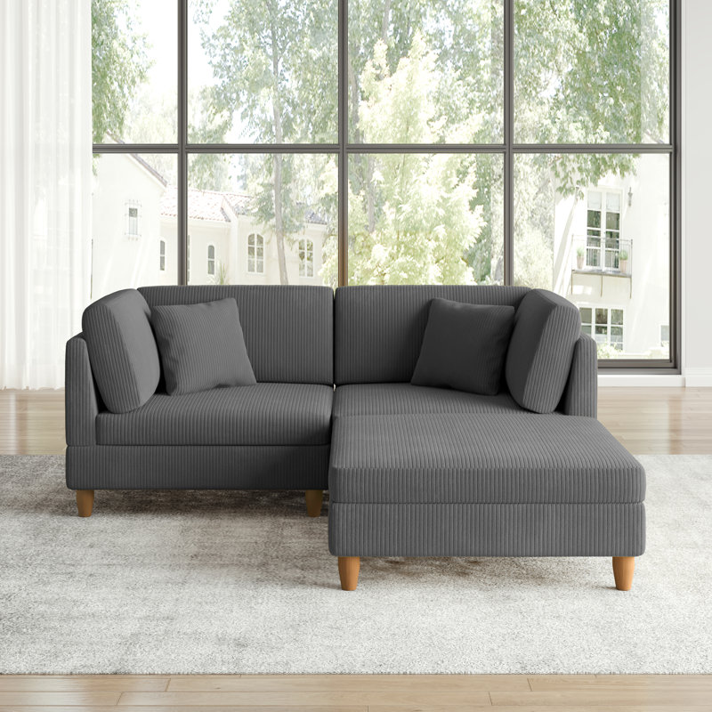 Canapé modulaire en velours côtelé Seemab, Gris