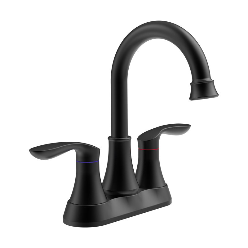 2-handle Bathroom Faucet with Drain Assembly, Black