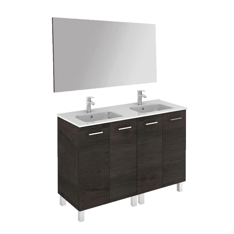 Logic 47.3'' Double Bathroom Vanity with Ceramic Top, Wenge