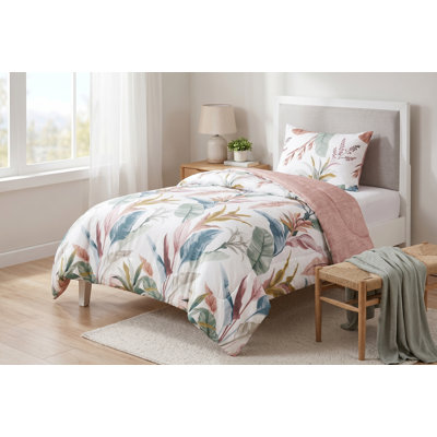 Ensemble de couette réversible 3 pièces Sierra à motif botanique (double/queen) - Linge de lit en microfibre ultra douce