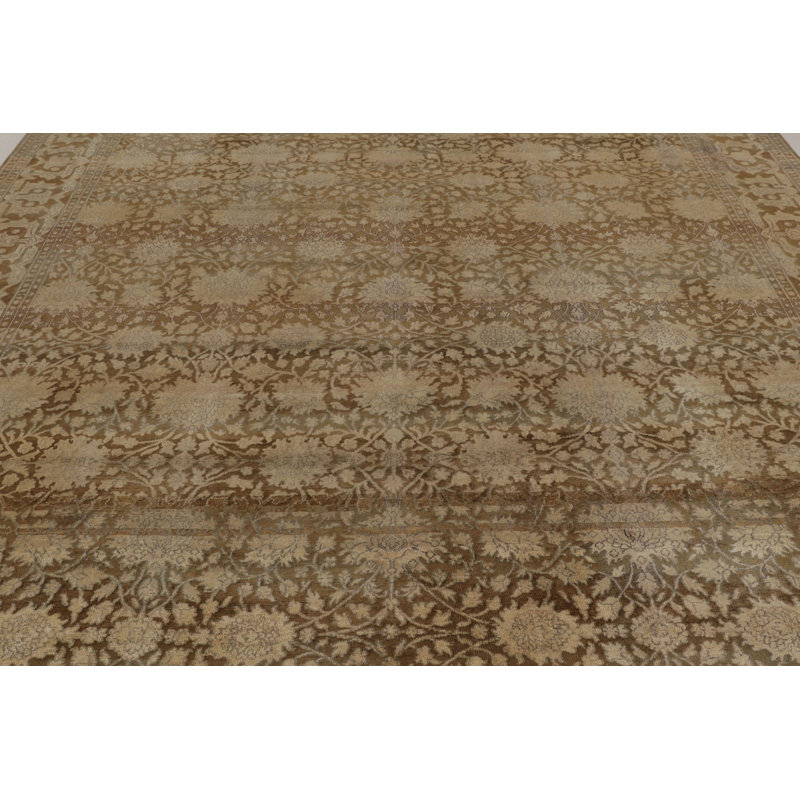 Rug & Kilim’S Modern Classics Rug In Beige And Gold Floral Lattice Design