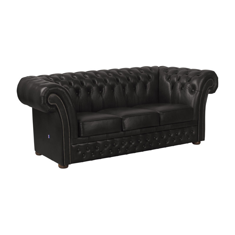 Tamberg Genuine Leather Sofa, 3, Black