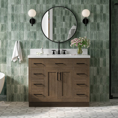 Tidworth 42'' Solid Wood Single Bathroom Vanity with 1.5'' White Quartz Top