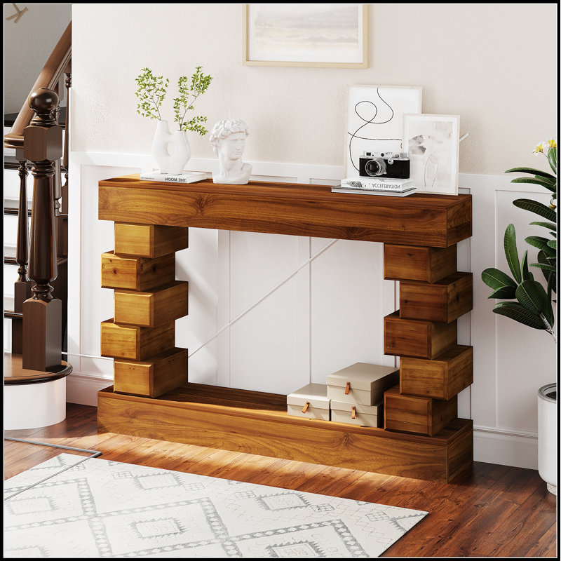 Console géométrique empilable en bois, parfaite pour un décor moderne et des solutions de rangement polyvalentes.