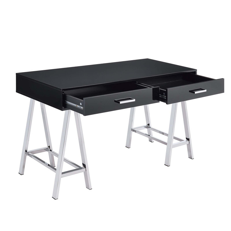 Bureau d'écriture 2 tiroirs avec base en métal