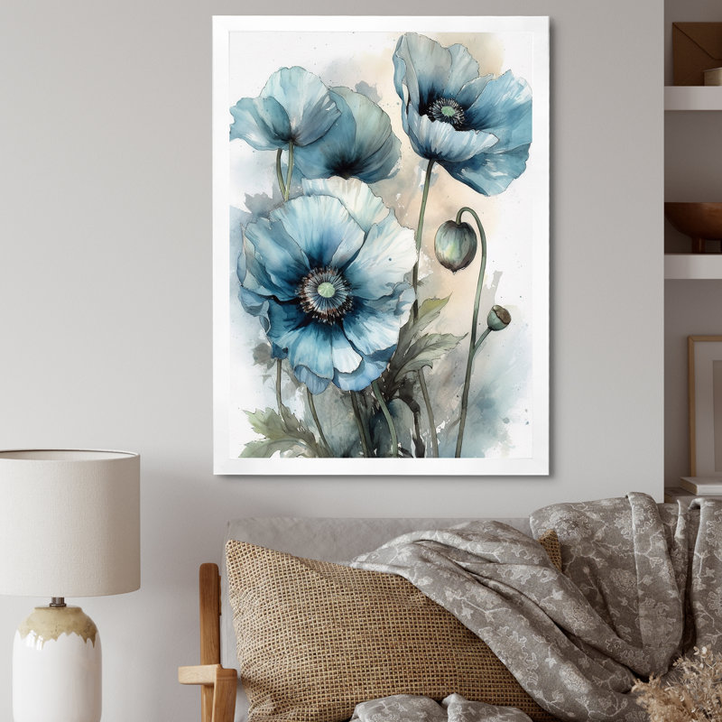 Radiance souvenir de coquelicot II sur toile, Cadre simple blanc, H 20 po x l 12 po x P 1 po