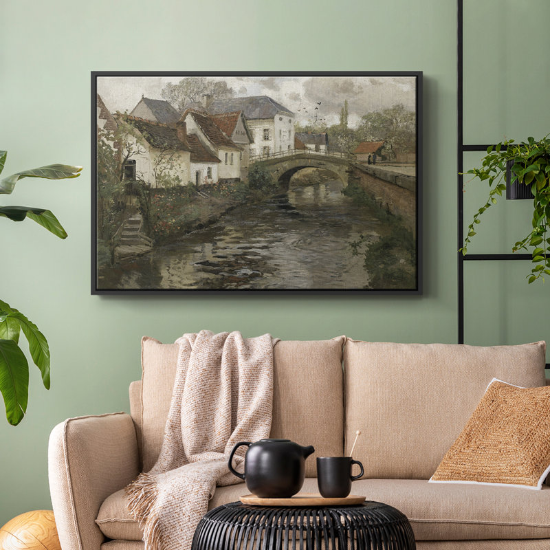 «Vintage Landscape -DXCI» sur, H 27 po x l 41 po x P 2 po, Toile argentée avec cadre flottant