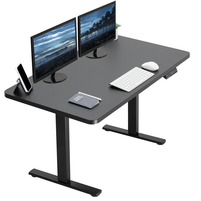Light Wood and Black Adjustable Height Standing Desk