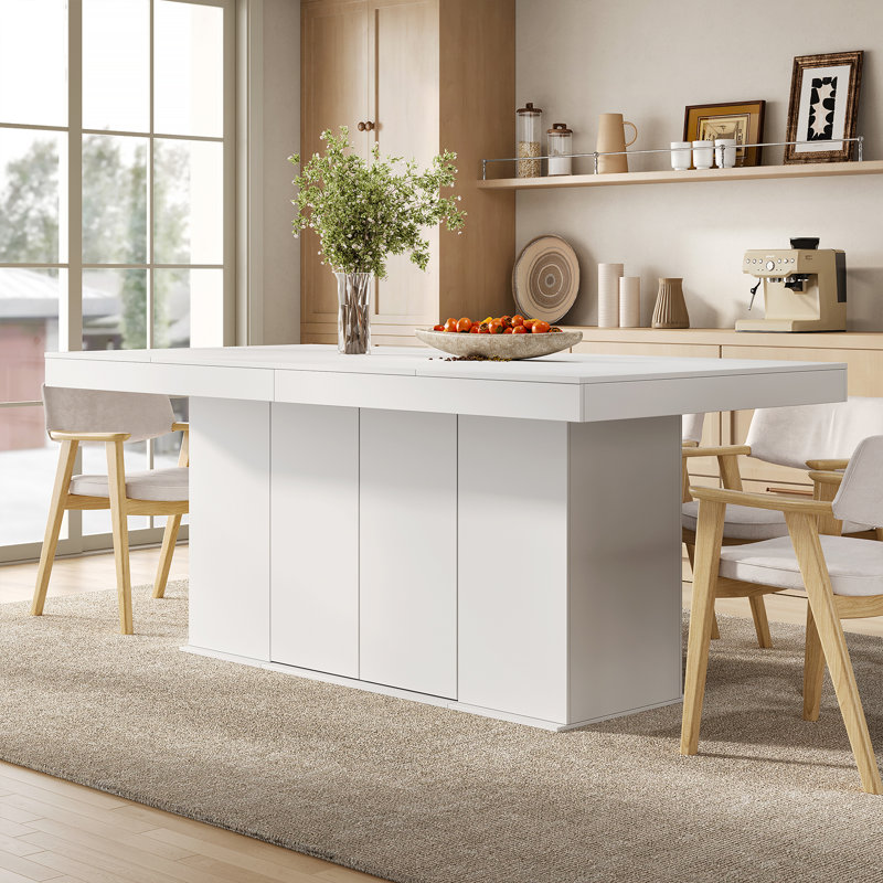 77.5" W Home Office Desk with Storage Cabinet, Crafting Table & Wood Desk, Writing Table Workstation for Home, Office, White