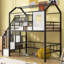 Lit mezzanine en métal avec toit et boîte de rangement-789893302