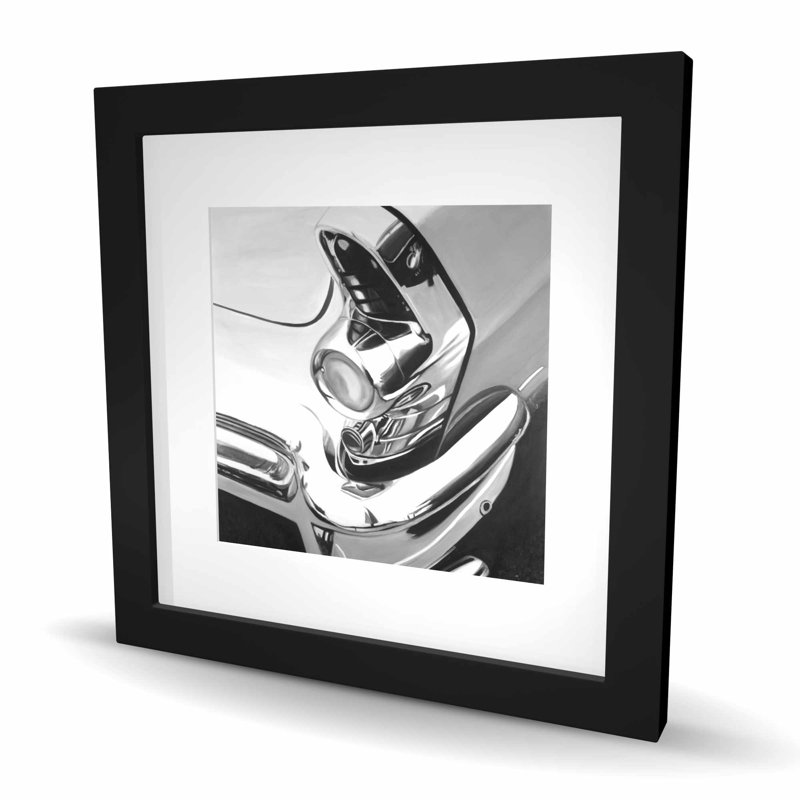 Magnifique voiture chromée - reproduction encadrée pour un décor intérieur, Noir, H 16 po x l 16 po