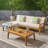 L Shape 3Pcs Acacia Sectional Patio Sofa Set