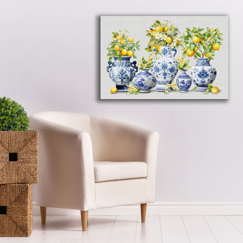 Art mural sur toile Epic Graffiti «Lemons And Chinoiserie D» par Jean Plout, H 26 po x l 40 po x P 1,5 po