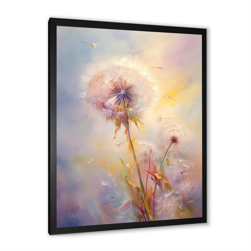 Impression romantique sur toile pissenlit mauve «Lowleaf», Cadre photo noir, H 32 po x l 24 po x P 1 po