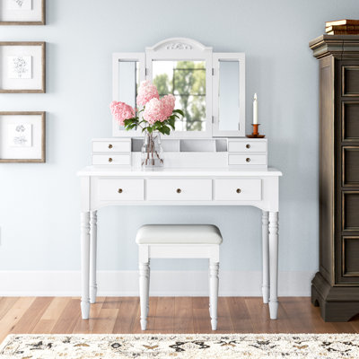 Ensemble de coiffeuse avec tabouret et miroir