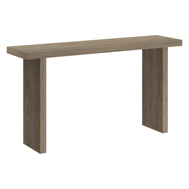 Chery 55" Wide Rectangular Console Table, Antiqued Gray Oak