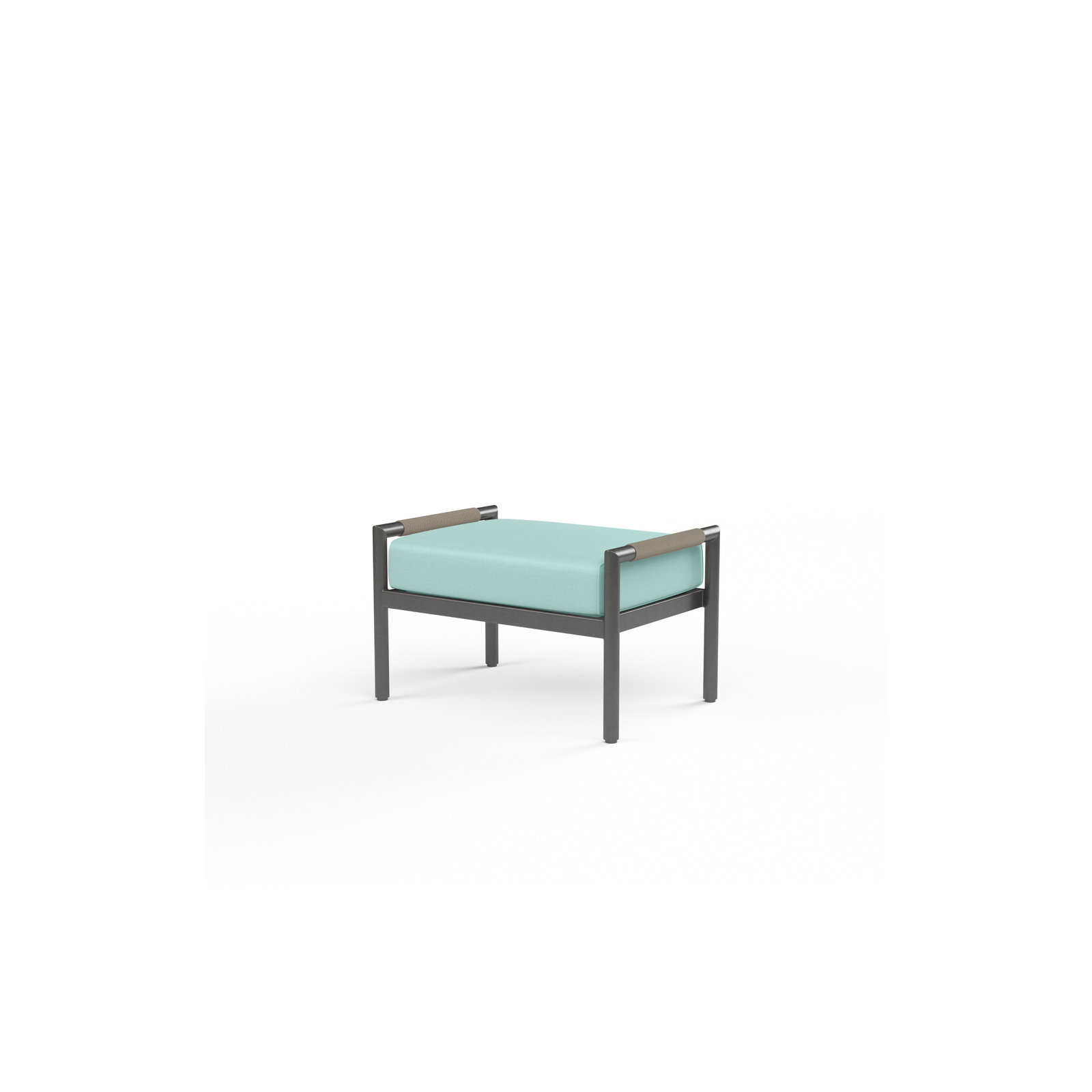 Esme Outdoor Ottoman with Sunbrella Cushion, Dupione Celeste Sunbrella®
