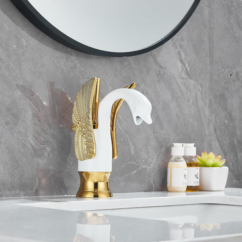 Single-Hole Single-handle Bathroom Faucet, White