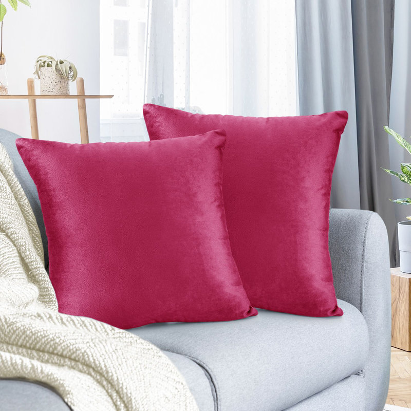 Housse de coussin décoratif en velours , Rose vif, 22 po x 22 po