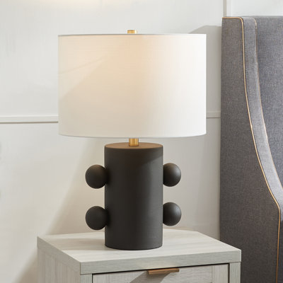 Lampe de table haute 20 po en céramique avec abat-jour en tissu Izzey