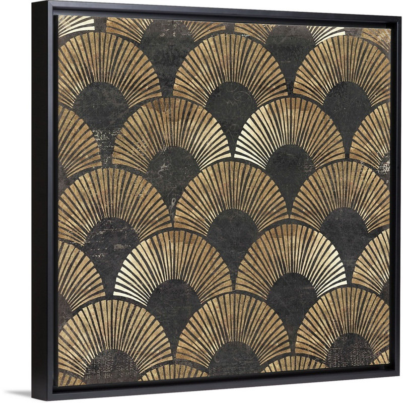 «Golden Art Deco II» par Aimee Wilson, reproduction sur toile, Impression encadrée, H 32 po x l 32 po, Noir