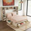 Lit de rangement en bois de pin - Conception tout-en-un avec 2 tables de chevet, 3 tiroirs et stations de charge-680281279