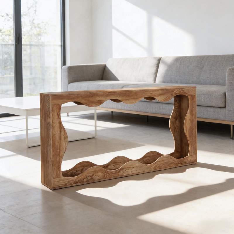 Console élégante et élégante avec style ondulé, idéale pour les vestibules et les salons, Bois