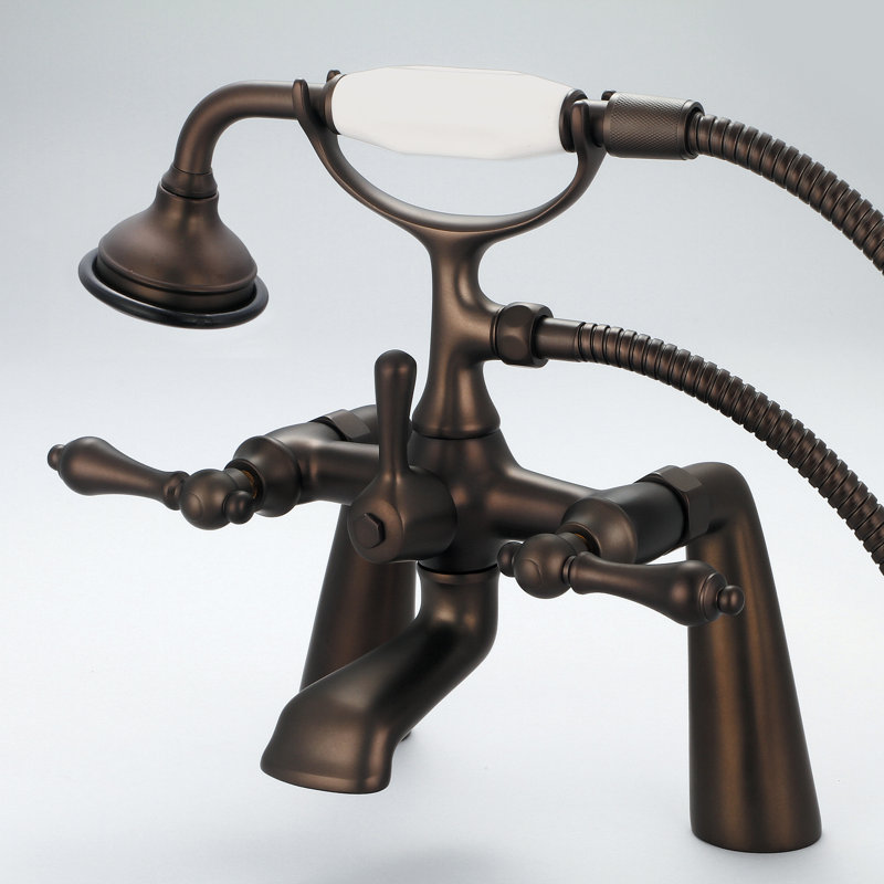 Stonington 3 Handle Deck Clawfoot Tub Faucet, Lever Handles, Oil Rubbed Bronze