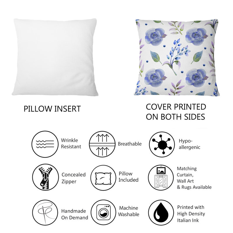 Coussin 12 "x 20" Blue Roses