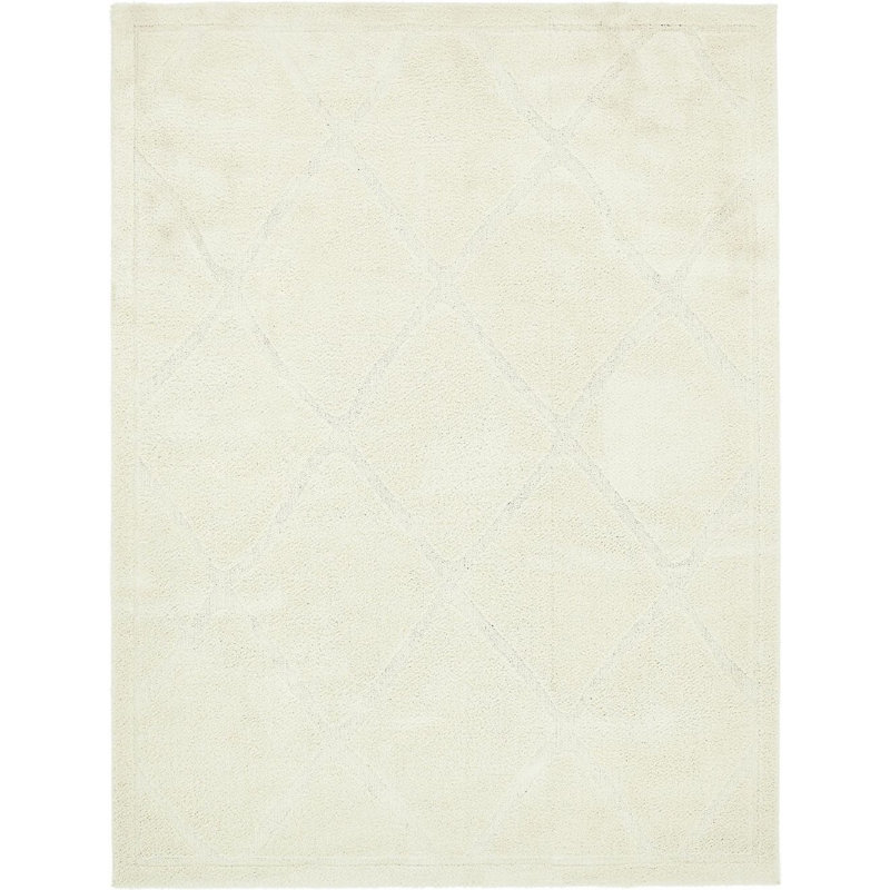 Tapis blanc os à poil long Lattice, Rectangle 8 pi x 10 pi