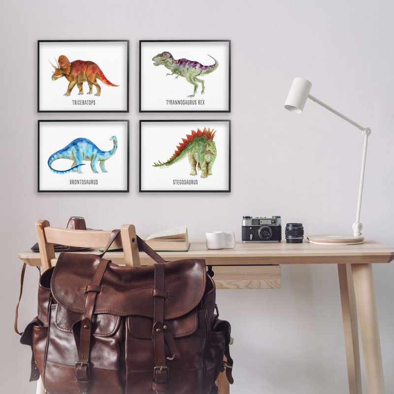  Ensemble de 4 giclées éducatives de dinosaures éducatifs par Brett Blumenthal, H 11 po x l 14 po