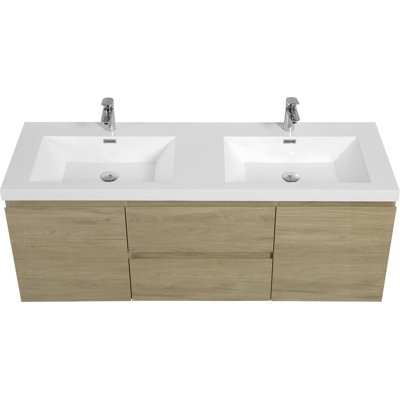 Meuble-lavabo double 59 po avec plateau en résine Followill