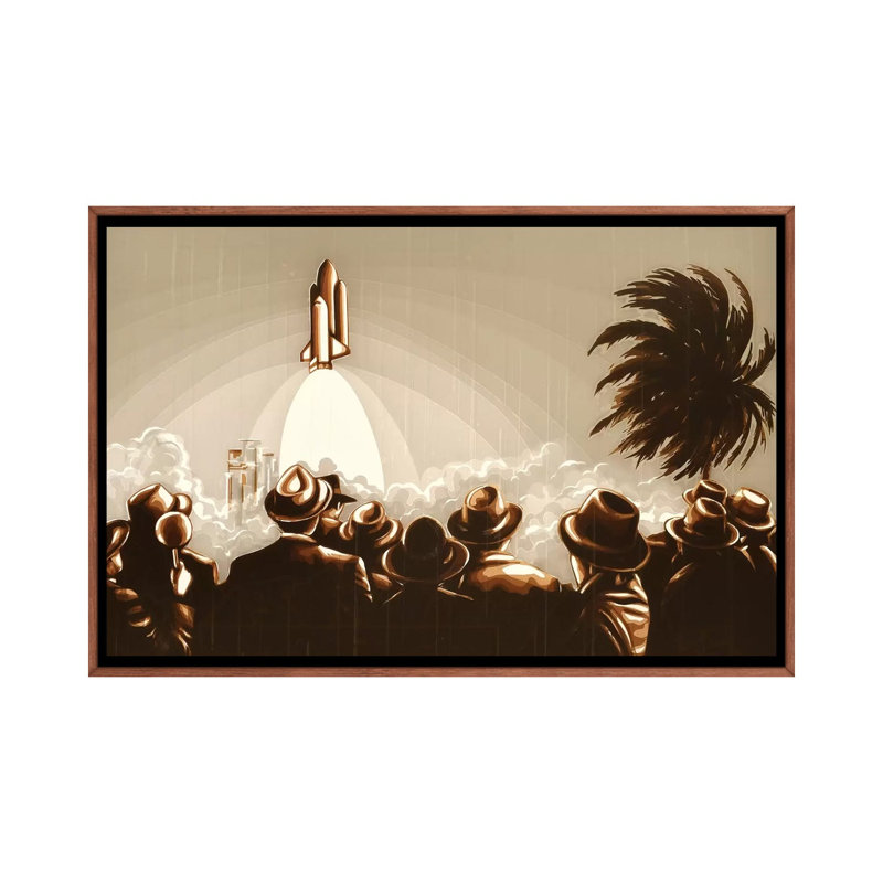 Space Shuttle 1 Piece Wall Art on Canvas, 66.04 cm H x 45.72 cm W, Classic Brown Wood Framed