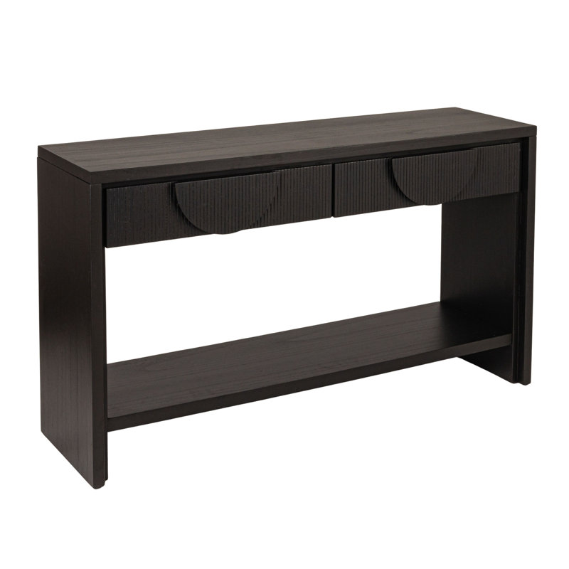 Sleek Black Console Table With Storage Drawers